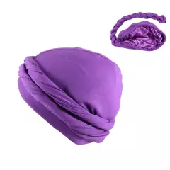 Mens Turban Head Wrap Satin Lined Head Scarf Elastic Headband Caps Halo Hijab