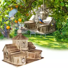 Stylish Solid Wood Outdoor Bird Cage - Spacious Villa with Warm Insulation for P