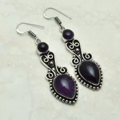 Amethyst Handmade Drop Dangle Earrings Jewelry Gift For Her 2.2" AE-52121