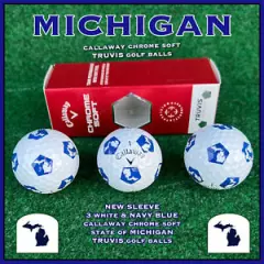 Callaway Chrome Soft TRUVIS White & NAVY BLUE Golf Balls - 3 NEW MICHIGAN Balls