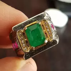 Vibrant Green Emerald Ring - Natural Unheated Untreated Swat Emerald