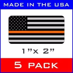 5-pack Thin Orange Line American Flags Hard Hat Decals | Helmet Stickers Rescue