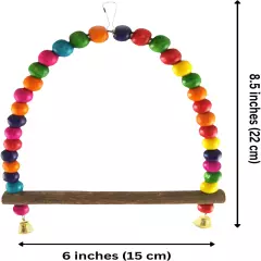 Colorful Parakeet Swing Toy with Bells Cockatiel Lovebird Budgie Wooden Perch