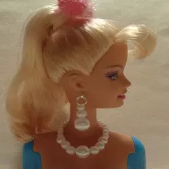 #57 BARBIE Doll Jewelry 3 Sizes White Pearls Necklace & Dangle Earrings