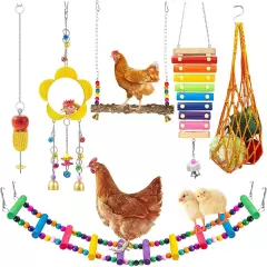 Longer Chain Chicken Toys for Coop Accessories 7PCS, Chicken Swing Ladder 