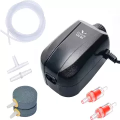 Uniclife Aquarium Air Pump Dual Outlet Fish Tank Aerator with Accessories for 5-