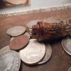 65 Gr Antler Burr Powder Measure with Floral Design