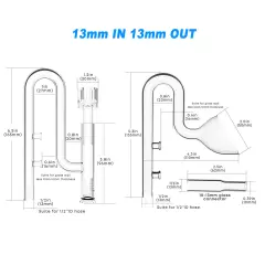 US Seller Aquarium Glass Pipe Mini Skimmer Inflow and Outflow For Mini Nano Tank