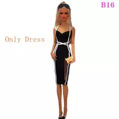 Black White Handmade Bandage Slim Dress For 11.5" Doll Outfits Clothes Set 1/6