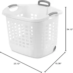 12168006 2 Bushel 71L Ultra Laundry Basket, White W/Titanium Handles, 6 Pack & 1