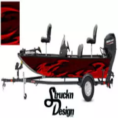 Graphic Pontoon Red Wrap Tribal Fishing Bass Boat Abstract Fish Decal Vinyl USA