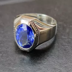 Men's Tanzanite Gemstone Ring For Him Handmade 925 Sterling Silver Band Rings