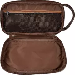 Original Penguin Men Brown Faux Leather Zip Travel Luggage Shave Kit Bag Pouch