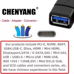 Chenyang Mini USB Cable USB 2.0 Male to Mini USB 5 Pin Male 90 Degree Left Angle