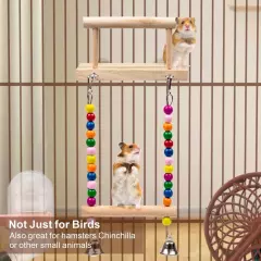 Bird Perches Parrot Wooden Platform Bird Toys Swing Hanging Perch Platform Co...