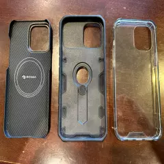 iPhone 12 Pro Max Case (Lot of 3) - Carbon Fiber, Rugged and Clear