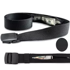 Travel Security Belt Hidden Money Pouch Wallet Pocket Waist Belt Safe Non-Metal