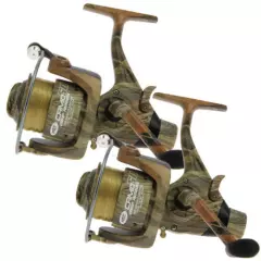 2 x NGT COMMANDO 60 CAMO COLOUR CARP RUNNER FISHING REELS WITH 12LB LINE