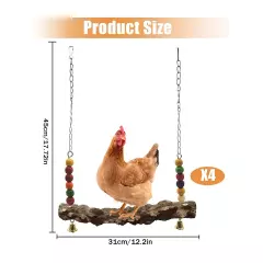 4 Pack Chicken Bird Swing,Natural Wooden Swing Toys,Wood Stand for Chick,3031