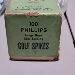 VINTAGE PHILLIPS CAM LOCKING METAL GOLF SPIKES WITH ORIGINAL BOX AND WRENCH TOOL