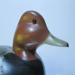 Signed Pat Meyer Red Head Hand Painted Wood Duck Decoy Glass Eyes