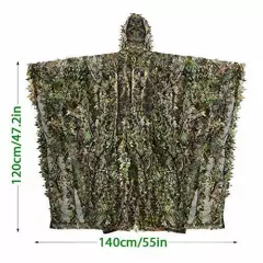 Zicac Outdoor 3D Leaves Camouflage Ghillie Poncho Camo Cape Cloak Stealth Ghi...