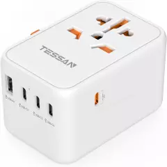 35W Universal Travel Adapter with 5 USB Ports for Worldwide Use