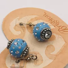 Brighton glimmer twist earrings with sugar rock blue beads interchangeable