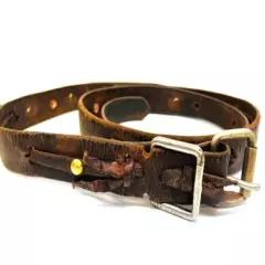 Mountain Man Heavy Leather Rendezvous Belt, Copper & Brass Rivets, Steel Buckle