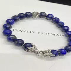 DAVID YURMAN Men's 8mm Lapis Lazuli W/ Waves Spiritual Beads Bracelet 8.5”