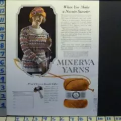 1922 GOLF CLUB GAME MINERVA YARN KNIT FLAPPER WOMAN SPORT ART VINTAGE AD D61