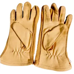 VTG DEERSKIN LEATHER GLOVES LADIES TAN TWO TONED STRETCH SOFT LEATHER SIZE S