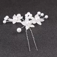 Pearl Flower Tiara, Frosted Hair Ornament, Handmade Jewelry, Pearl Hairpin