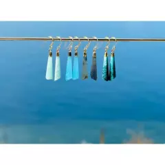 Amazonite Gemstone Geometric Drop Gold Dangle Earrings Gift For Her Turquoise