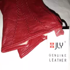 JLY NWT fleece-lined red leather gloves womens size M