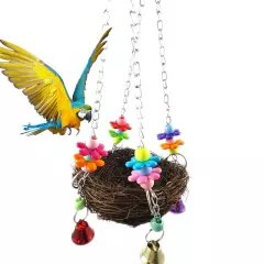 Parrot Bird Swing Hanging Chew Toy Parakeet Budgie Cockatiel Rattan Nest Hammock