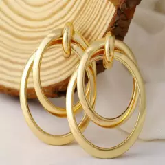 Double Circle Metal Earrings