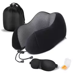 Mlvoc Memory Foam Travel Neck Pillow - Black