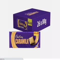 Cadbury Caramilk Chocolate Bar 80g ?1.25 PMP - 26 x 80g Bars