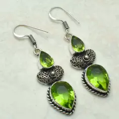 Peridot Handmade Drop Dangle Earrings Jewelry Gift For Her 1.92" AE-58148