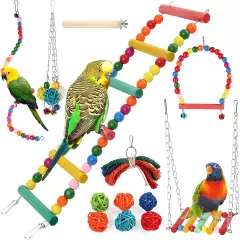 13Pcs Bird Parrot Toys for Cockatiel Conure Finches, Bird Parakeet Cage Swing Ha