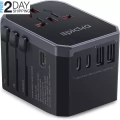 Universal Travel Adapter, International Power Plug Adapter with 3 USB-C and 2 US