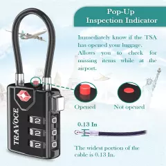 Search Alert TSA Approved Travel Combination Luggage Cable Locks for Suitcase, G