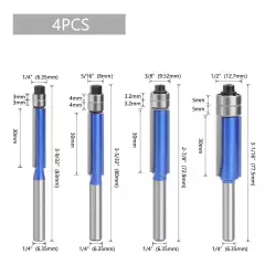 1/4" Shank Straight Flush Trim Router Bit Set Woodworking Template Cutter