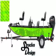 Boat Wrap Lime Modern Hexagon Graphic Abstract Fish Fishing Bass Vinyl Kit Decal