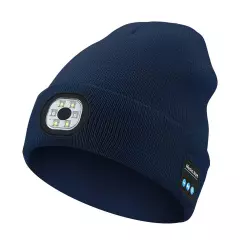 Bluetooth LED Beanie Hat with Music Speakers Mic Rechargeable Cap Head Lamp Gift