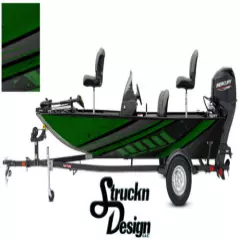 Abstract Dark Green Modern Graphic Fishing Fish Vinyl Decal Boat Bass Kit Wrap 