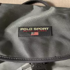 VTG 90's Polo Sport Ralph Lauren Spell Out Backpack Bucket Bag Gray Flag Logo