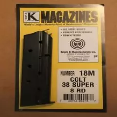 New & Unused Magazine Made by Triple K fits Super 38 1911 1911A1 8 Round Blue 