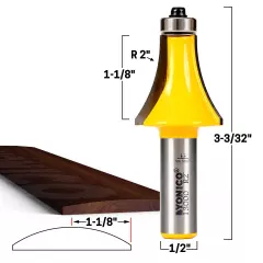 2" Radius Guitar Finger Board Radiusing Router Bit - 1/2" Shank - Yonico 13000